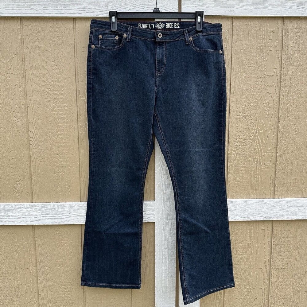 Dickies Relaxed Fit Bootcut Denim Jeans Women’s Size 16 FD138MSW Blue Stretch